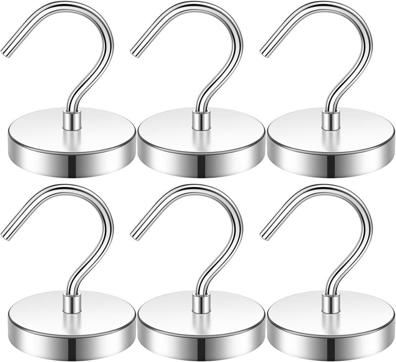 Junarter 6 Pack Metal Magnetic Hooks,100lb+ Strong Magnetic Kooks Heavy Duty for Cruise Cabins, Heavy Duty Magnets with Hooks for Cruise Ship Walls,Hanging,Grill,Tool,Kitchen - Image 1